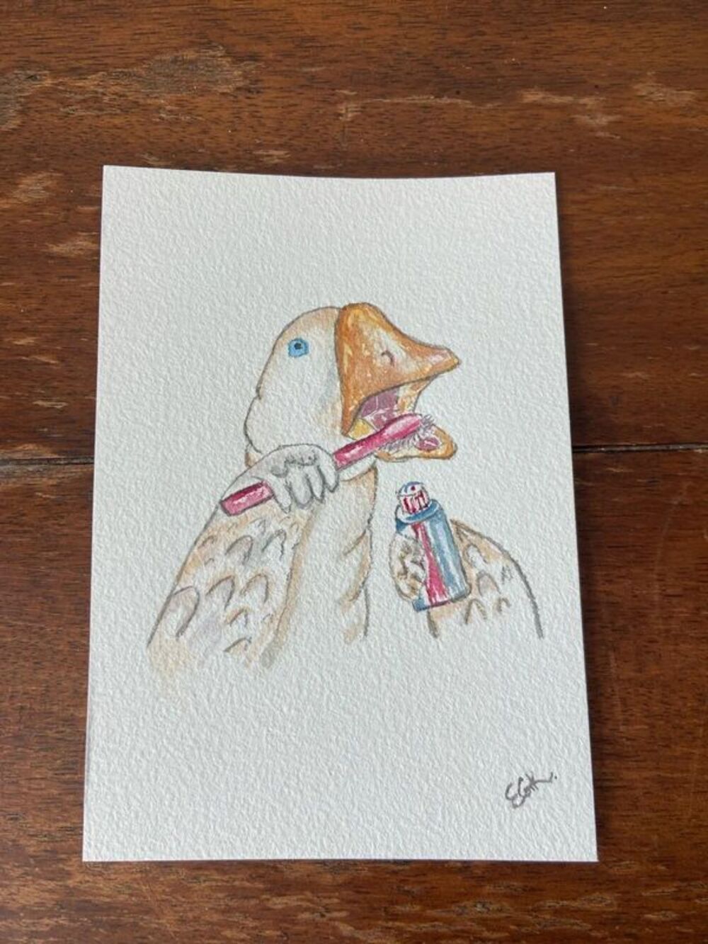 Whimsical Bathroom 5x7” Goose Decor Watercolor Original Art